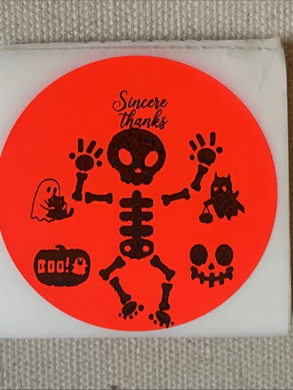 25 (2”) Hand Crafted Halloween Skeleton Sticker - Orange